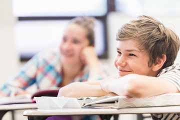 Students preparing for test for school placement